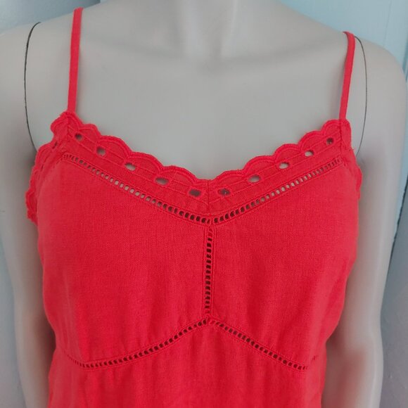 OLD NAVY Orange Dress Small Cami Top Midi Length Crochet Trim A Line Fall Season - Picture 10 of 15